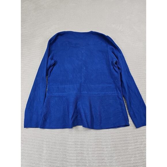 Talbots Sweater Womens Large Blue Ribbed Full Zip Casual Office Dress - Picture 6 of 7
